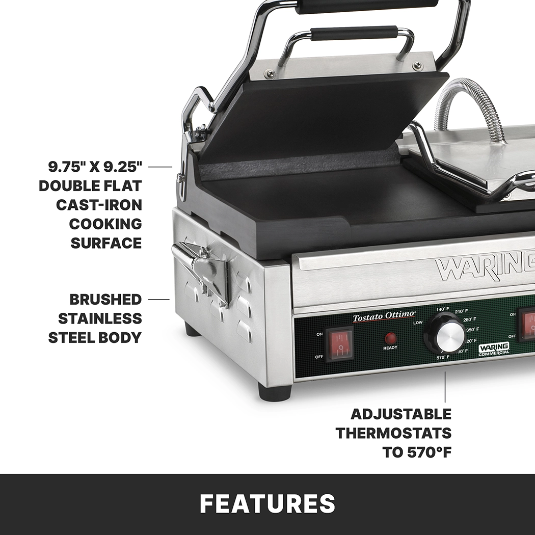 Double Flat Panini Grill, 9.75" x 9.25"